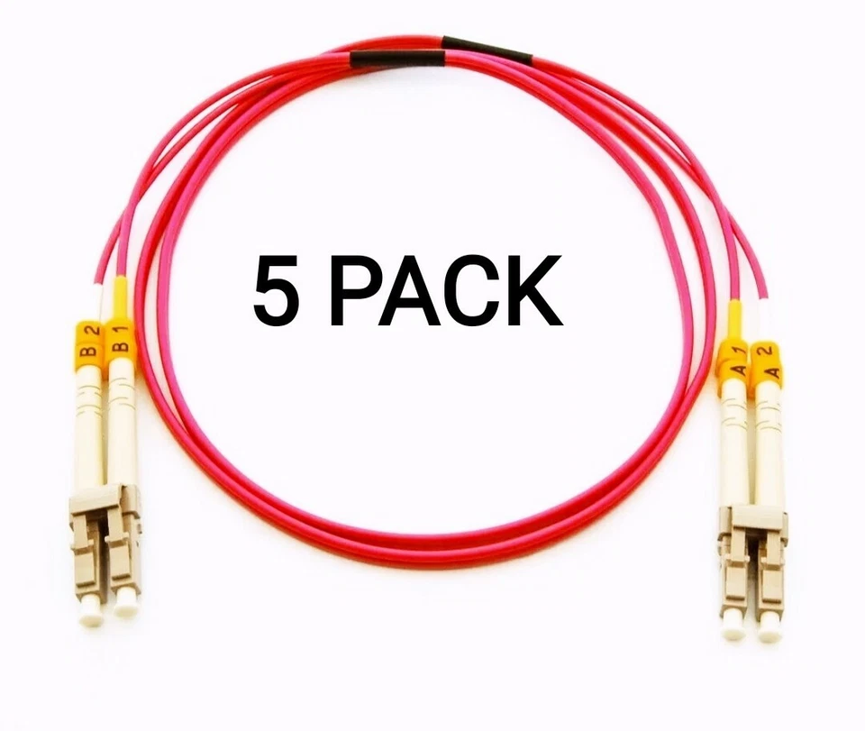 5 Pack 3Meter OM4 LC TO LC 10GB MULTI-MODE FIBER OPTIC CABLE - Image 1 of 1