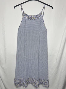 Spaghettiträger lila weiß Gingham Sommerkleid Rüschen Blumendruck Borte Jr Mädchen - Bild 1 von 12