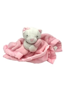 Carters Pink White Kitty Cat Lovey Baby Kitten Blanket Satin Trim Bow Clean - Picture 1 of 7