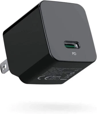 Aukey Minima 20w USB-C PD Fast Charger w/ Foldable Plug -Black PA-Y20S - Image 1 of 4