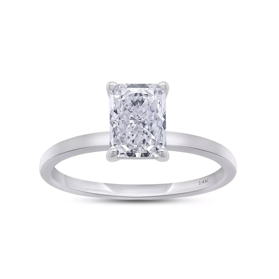 0.75-10 CT GIA Authenticated Radiant Lab Grown Diamond Ring 14k Gold G-H VS-SI Foto 1 de 1