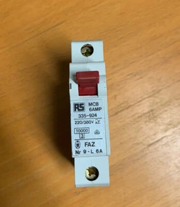 RS 335-924 CIRCUIT BREAKER MCB 6A 220/380V FAZ Nr9-L6A - Picture 1 of 6