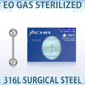 Pre-Sterilized Surgical Steel Barbell Tragus Helix Eyebrow Ring 16G 1/4"-3/8" - Picture 1 of 2