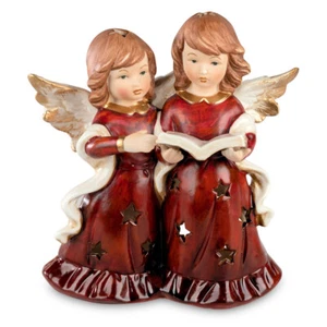 Pareja de ángeles Windlight 16 cm burdeos oro porcelana ángel forma 746290 figura decorativa - Imagen 1 de 3