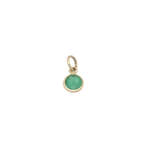 0.25 ctw Emerald Charm 4 mm Round Hand Made In 14k Yellow Gold - Picture 1 of 5