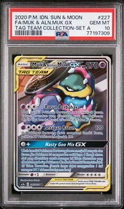 PSA 10 Muk & Alolan Muk GX 227 Alternate Art Tag Team Pokemon Indonesian - Picture 1 of 2