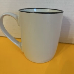 Royal Norfolk Latte Stoneware Mug Coffee Cup White Black Trim - Picture 1 of 4