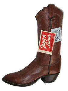 Tony Lama Vtg Black Label Western Cowboy Boot Wm Sz 7.5 C Brown NEW NOS USA Made