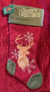 NEU Weihnachtsstrumpf Applikation Stickerei 19"X 7" Weihnachten Rentier - Bild 1 von 3