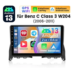 64GB Für Mercedes Benz C-Klasse W204 S204 Carplay GPS Navi Autoradio Android 13 - Bild 1 von 13