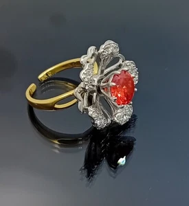 Impresionante anillo de movimiento italiano Spessartite granate italiano relleno de oro 18 quilates talla 6 - Imagen 1 de 10