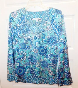 St John Aqua White Tunic Stretch Blouse P - Picture 1 of 3