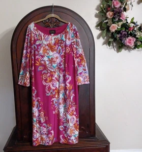 🌿🌺 BOB MACKIE Wearable Art Lined Floral Stretch Dress NWT Women's Size 1X 🌺🌿 - Picture 1 of 3