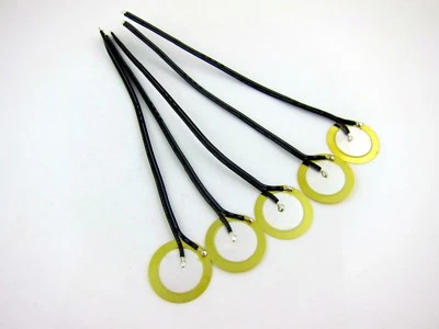 Goedrum Pack of 5 Prewired 27mm Piezo Disc / Element / Stripped Wire Tinned - Image 1 of 4