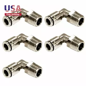 Brass BPL Push To Connect Air Fittings Elbow 1/2" Tube OD X 1/2" NPT Male 5 Pcs - Picture 1 of 5