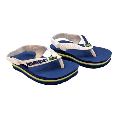 Chanclas HAVAIANAS BABY BRASIL LOGO NUEVAS SIN ETIQUETAS Azul Blanco Talla 17/18 Brasil 4 EE. UU. Foto 1 de 4