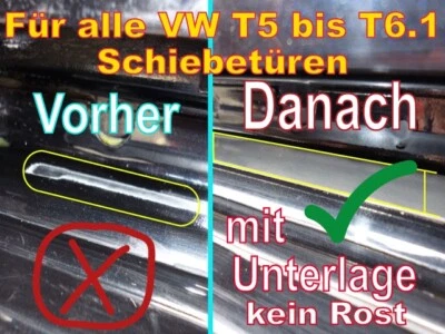 VW T5 T6 T6.1 Edelstahl Schiene für Schiebetüren Laufrolle Lack & Rostschutz - Bild 1 von 4
