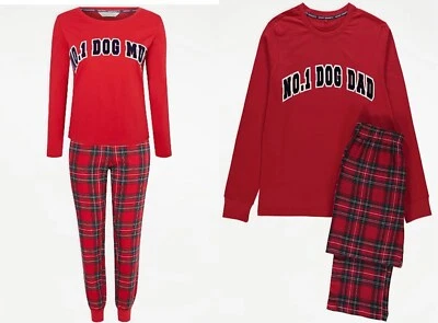 Nuevo pijama a cuadros rojo de Navidad a juego 'Número 1 perro papá' y 'No1 perro mamá' Foto 1 de 4