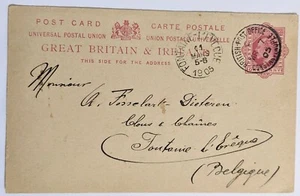 Exporter/British PO Constantinople--Bus., Fontaine L' Evecue, BE/1p GB PSC/1905! - Picture 1 of 2