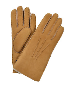 Womens Polo Ralph Lauren Tan Leather Shearling Gloves S New $195