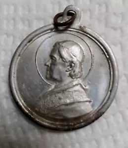 Antique Saint Pius X Pray For Us Aluminum Christian Medal Token Marked Italy M5 - Picture 1 of 5