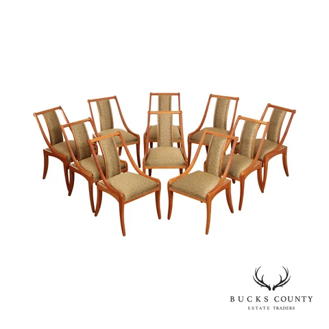 Custom Quality Set Of Ten Klismos Style Cherry Dining Chairs Cover