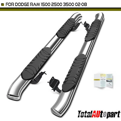 Barras de peldaños laterales ovaladas S/S 304 cromadas 5" para Dodge Ram 1500 02-08 Ram 2500 cabina y media Foto 1 de 4