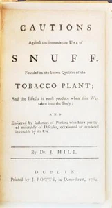 Vorsichtsmaßnahmen gegen die maßlose Verwendung von Schnupftabak von Dr. J. Hill 1764 - Bild 1 von 2