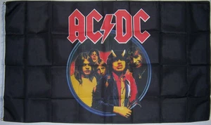 AC/DC Flagge - rotes Logo auf schwarz mit Band Kreis Design (Ausstellungsbestand) - Bild 1 von 1