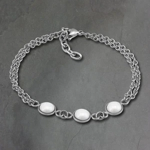 Amello Armband Damen Halbkugel Edelstahl Keramik silber weiß Schmuck ESAX36W8 - Bild 1 von 4