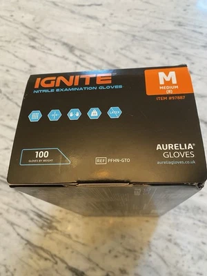 Aurelia Ignite Textured 7 ml  Heavy Duty Nitrile Gloves Med - Orange 100 Gloves. - Image 1 of 3