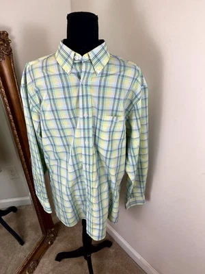 Camisa Orvis Manga Larga Verde Amarillo Abotonada 100% Algodón Mediana Foto 1 de 4