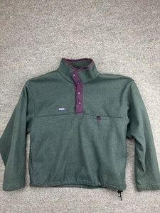 White Sierra Pullover Mens Large Green Fleece Quarter Snap Mock Neck Drawcord - Picture 1 of 9
