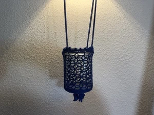 DIY Windlicht hängend Handarbeit dunkelblau - Bild 1 von 5