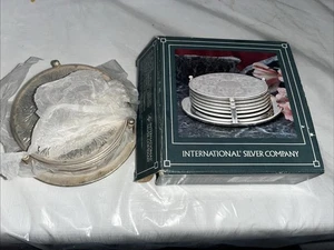 Vintage Silverplated Coaster Set 5 Piece (Embossed) International Silver Company - Picture 1 of 1