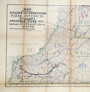 1908 LAS ANIMAS Distrikt COLORADO Bewässerungskanäle Karte TRINIDAD - Bild 1 von 6