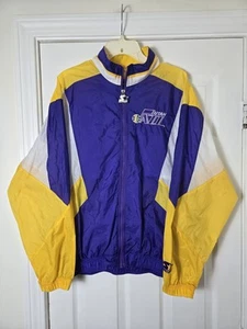 Vintage Starter Utah Jazz Zip Up Windbreaker Jacket Men's Size Medium - Picture 1 of 3