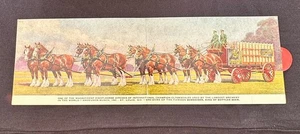 Tarjeta postal doble plegable panorámica Budweiser ocho caballos equipo Clydesdale de colección - Imagen 1 de 6