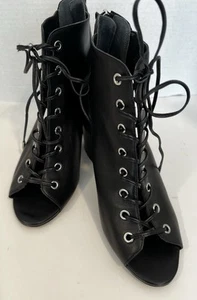 Ivanka Trump Women Size 9M Black Rahela Bootie Sandals Peep Toe No Box FLAWED - Picture 1 of 15