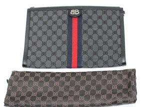 B00 BALENCIAGA X GUCCI Hackers Project Monogram Clutch Wristlet no Handle - Picture 1 of 6