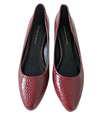 FASHION TO FIGURE Women's Hope Pump Wide Width Heel, Size 8W, Red Croc, New - Image 1 of 4