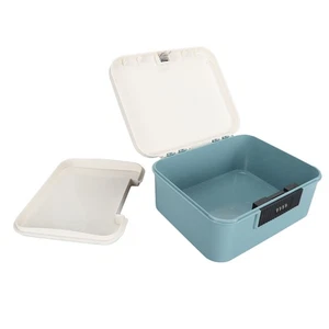 Locking File Organizer 9L Capacity Double Layer Storage Trunk Lake Blue - Foto 1 di 13