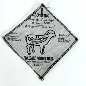 Vintage Wallace Woolen Mills / Clothing Store Werbung 5x5" Swatch Tag Detroit - Bild 1 von 9