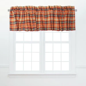 Randall Plaid Cotton Brown Valance Window Treatment - Picture 1 of 3