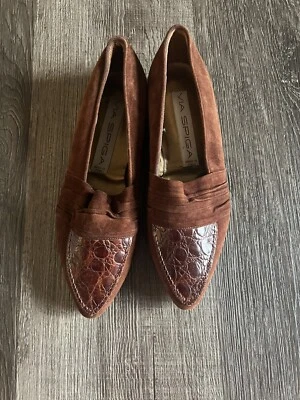 Zapatos mocasines de gamuza marrón vintage Via Spiga para dama talla 6 Foto 1 de 4
