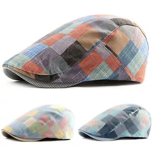 Kariert Bunt Flatcap Retro Mützen Hüte Damen Herren Sommer Schiebermütze Kappe - Bild 1 von 11