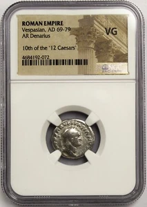 Roman Imperial Vespasian 69-79 AD AR Denarius NGC VG - Picture 1 of 2