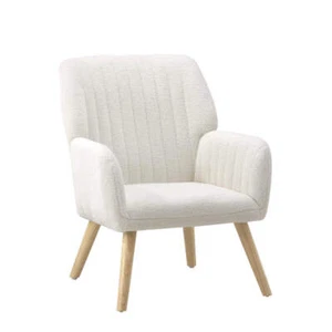 Oikiture Armchair Lounge Sofa Chair Sherpa Couches White - Picture 1 of 7
