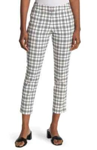 NWT Amanda + Chelsea Womens Windowpane Print Slim Ankle Crop Pants Petite Size 6 - Picture 1 of 3