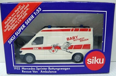 Mercedes Benz Sprinter Ambulancia Rescate Bebé Delivery Van 1/55 Siku 1932 MB Foto 1 de 2